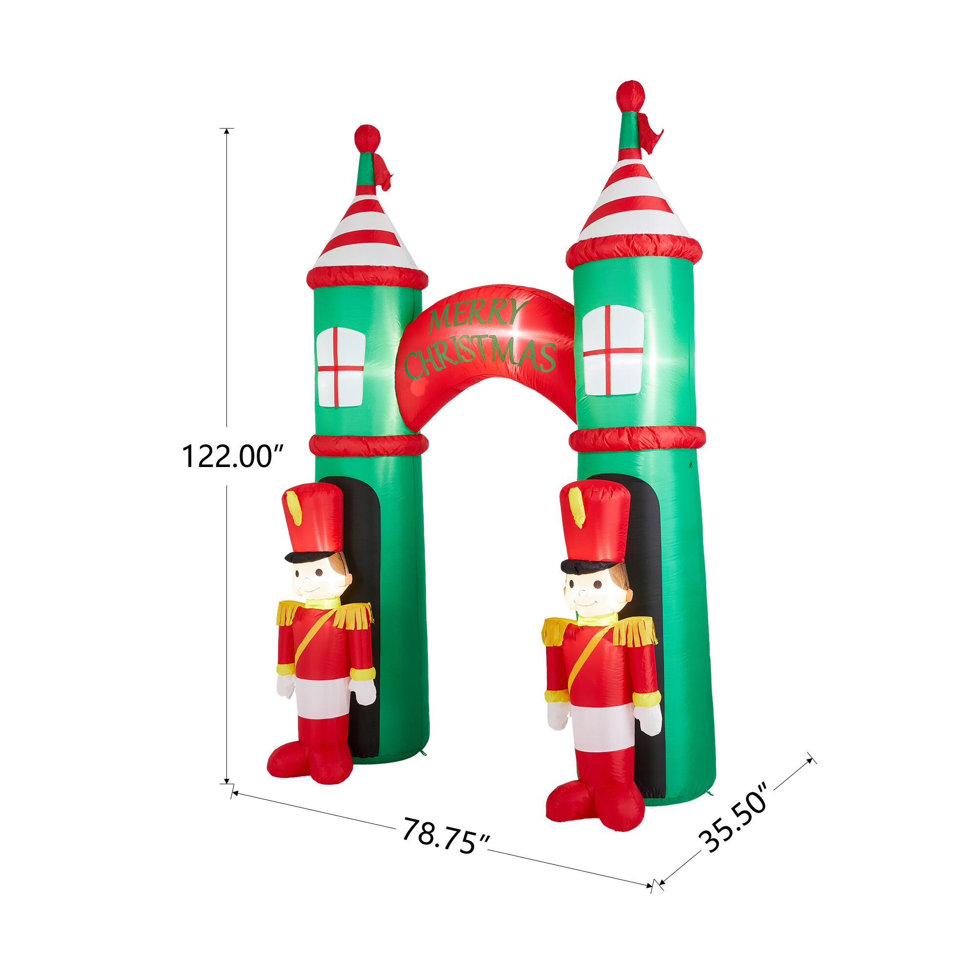 Glitzhome® 10ft. Inflatable Arch Gate & Guards With Lights